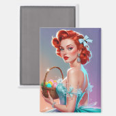 Rotkopfeier-Button-Up-Körbchen Magnet (Vorderseite/Rückseite)