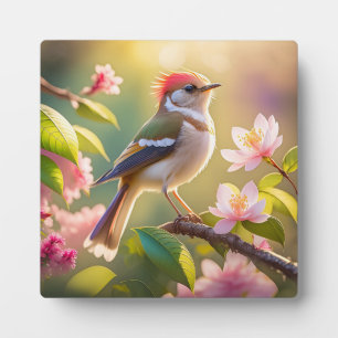 Rotköpfiger Buffbrüstiger Laubsänger Fantasy-Vogel Fotoplatte