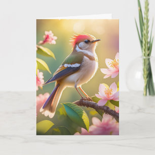 Rotköpfiger Buffbrüstiger Laubsänger Fantasy-Vogel Karte