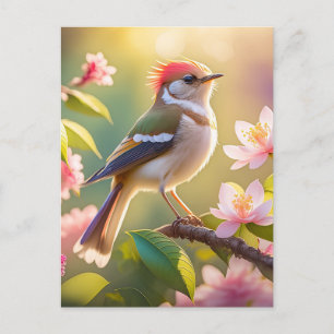 Rotköpfiger Buffbrüstiger Laubsänger Fantasy-Vogel Postkarte