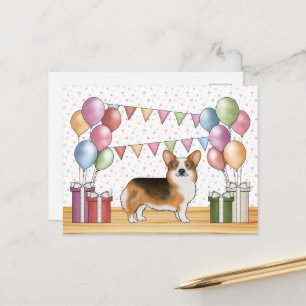 Rotköpfiger dreifarbiger Pembroke Corgi Pastell-Ge Postkarte