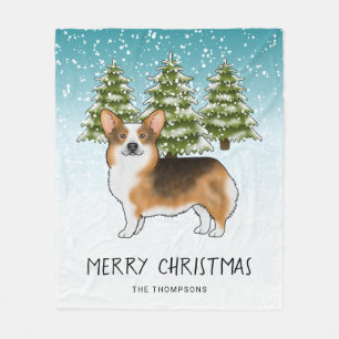 Rotköpfiger Tri Pembroke Corgi Winter Weihnachten Fleecedecke