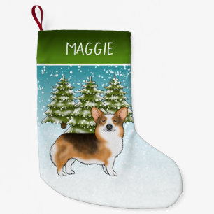Rotköpfiger Tri Pembroke Corgi Winter Weihnachten Kleiner Weihnachtsstrumpf