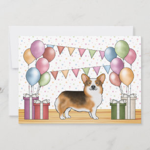 Rotköpfiger Tri Pembroke Welsh Corgi Süßer Geburts Einladung