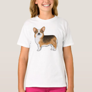 Rotköpfiges Tri-Pembroke-Welsh-Corgi-Hund-Design T-Shirt