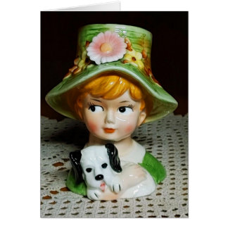 Rotkopfkind & Welpe Kleine Girl Lady Head Vase