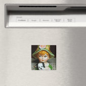 Rotkopfkind & Welpe Kleine Girl Lady Head Vase Magnet (In Situ (Geschirrspüler))