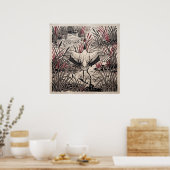 Rotkopfkranich-Schilf-Kunstposter Poster (Küche)