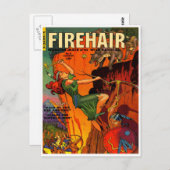 Rotkopfkriegermädchen kämpfen Wölfe Postkarte (Vorne/Hinten)