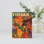 Rotkopfkriegermädchen kämpfen Wölfe Postkarte (Stehend Vorderseite)