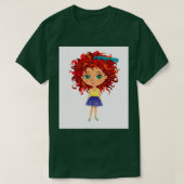 Rotkopfmädchen stehend mit Haarbürste T-Shirt (Design vorne)
