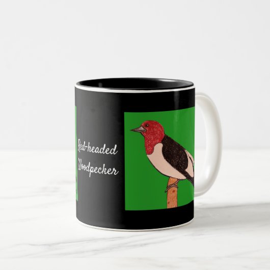 Rotkopfspecht Zweifarbige Tasse (VorderseiteRechts)