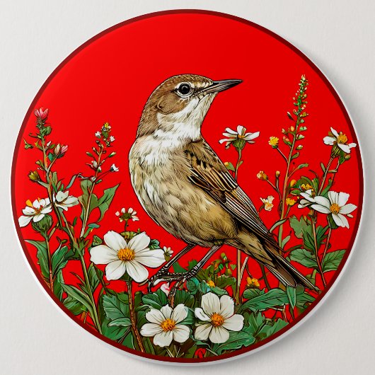 Rotkopfvogel Button (Vorderseite)