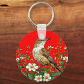 Rotkopfvogel Schlüsselanhänger (Vorderseite)