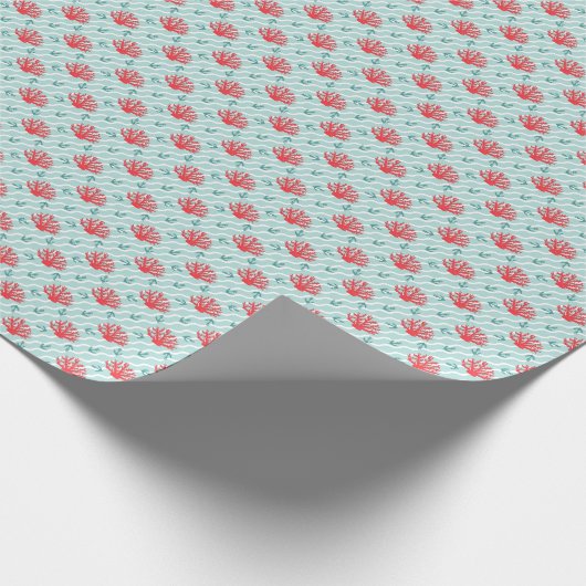 Rotkorallenmuster Geschenkpapier (Ecke)