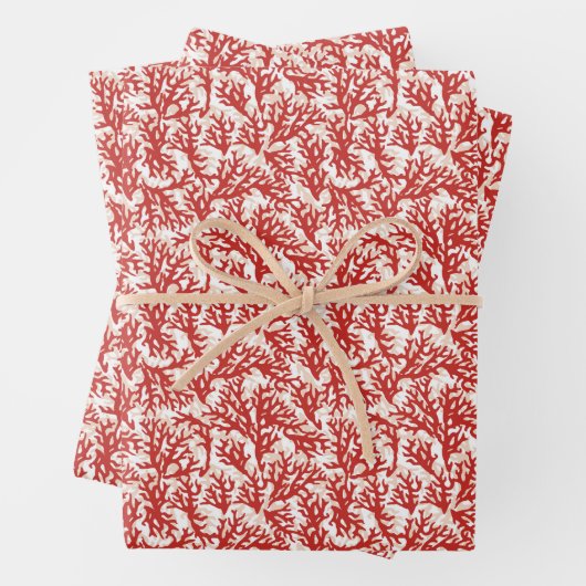 Rotkorallenmuster Geschenkpapier Set (Beispiel)