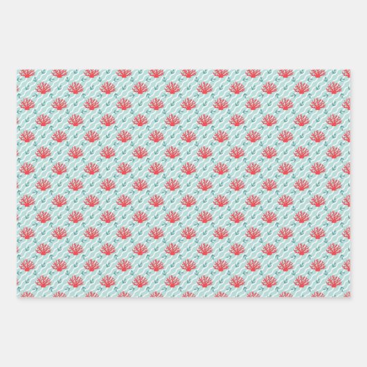 Rotkorallenmuster Geschenkpapier Set (Vorderseite 2)