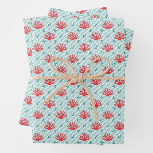 Rotkorallenmuster Geschenkpapier Set (Beispiel)