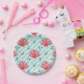 Rotkorallenmuster Pappteller (Party)