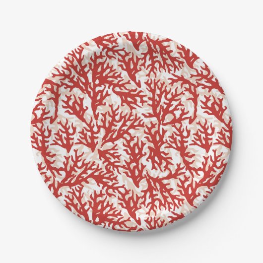 Rotkorallenmuster Pappteller (Vorderseite)
