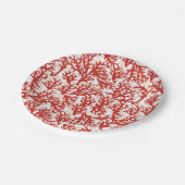 Rotkorallenmuster Pappteller (Schrägansicht)