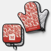 Rotkornmuster 2 ofenhandschuh & Topflappen-Set (Vorderseite/Rückseite)