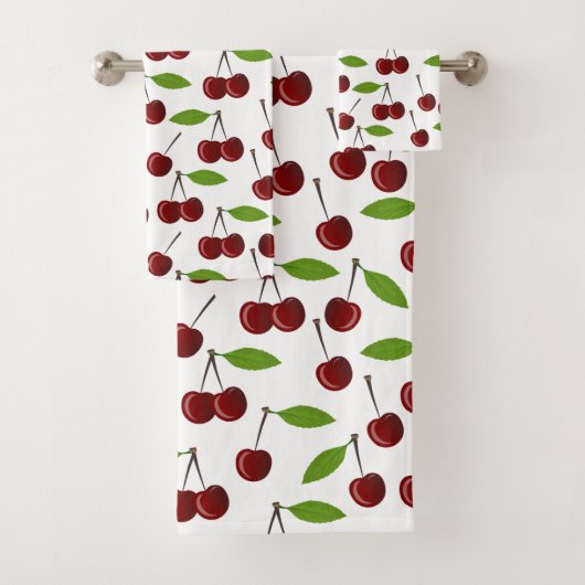 Rotkrebse, Kirschmuster, Blätter, Obst Badhandtuch Set (Insitu)