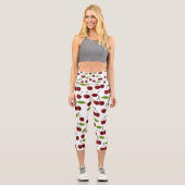 Rotkrebse, Kirschmuster, Blätter, Obst Capri Leggings (Vorderseite)