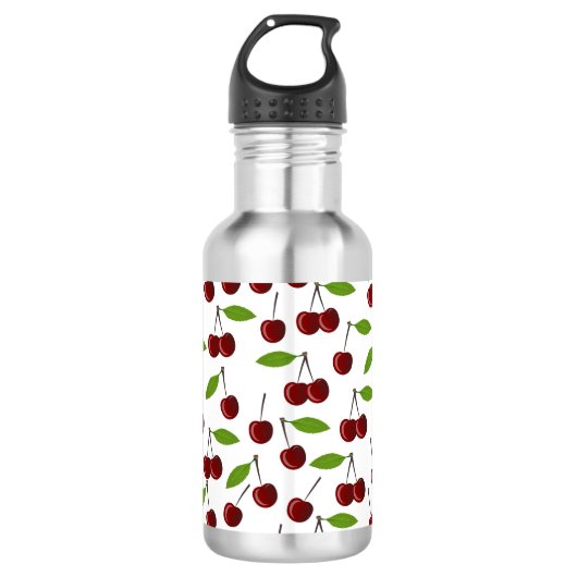 Rotkrebse, Kirschmuster, Blätter, Obst Edelstahlflasche (Vorderseite)