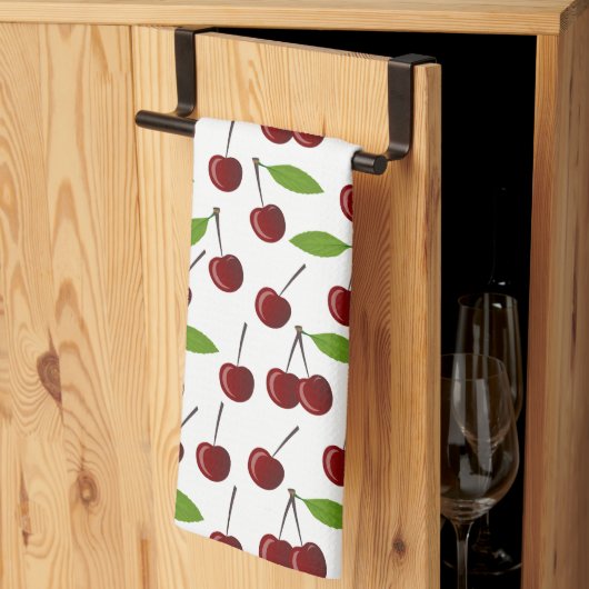 Rotkrebse, Kirschmuster, Blätter, Obst Geschirrtuch (Drittel gefaltet)