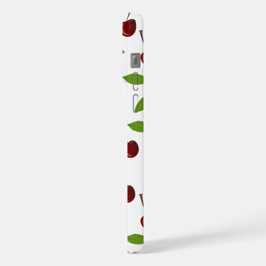 Rotkrebse, Kirschmuster, Blätter, Obst iPhone Hülle (Linke Seite)