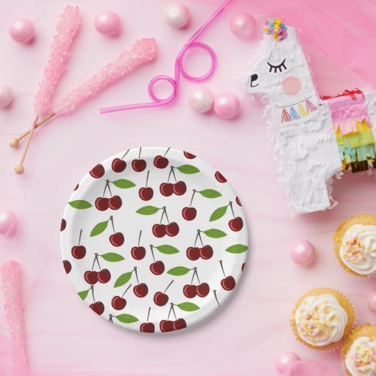 Rotkrebse, Kirschmuster, Blätter, Obst Pappteller (Party)