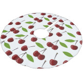 Rotkrebse, Kirschmuster, Blätter, Obst Polyester Weihnachtsbaumdecke (Schrägansicht)