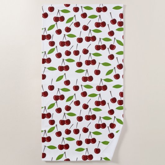 Rotkrebse, Kirschmuster, Blätter, Obst Strandtuch (Vorderseite)