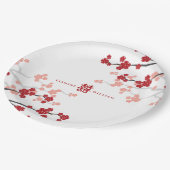 Rotkrebserblüten und Chinesische Doppelhochzeit Pappteller (Schrägansicht)