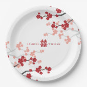 Rotkrebserblüten und Chinesische Doppelhochzeit Pappteller (Vorderseite)