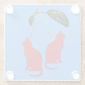 Rotkrebskirschen auf blauem Hintergrund Glasuntersetzer (Rückseite)