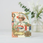 Rotkreuz-Schwester Blumen Kranz Postkarte (Stehend Vorderseite)