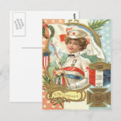 Rotkreuz-Schwester Blumen Kranz Postkarte (Vorne/Hinten)
