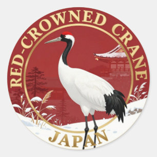 Rotkronenkranich Japan Wildlife Runder Aufkleber