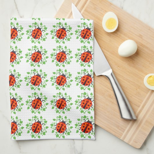Rotladybugemuster Geschirrtuch (Viertel Falte)
