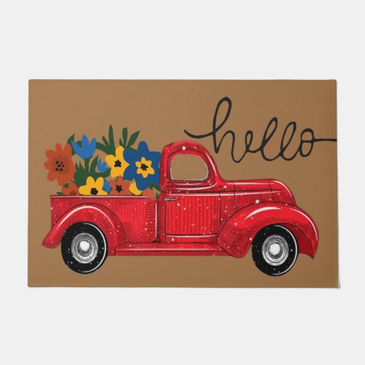 Rotlaster und Blume Türmatte | Sommerdekor Frühjah (Vorderseite)