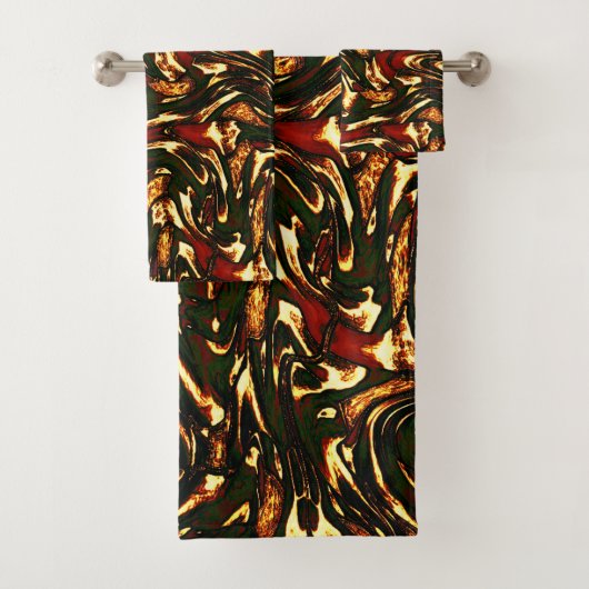 Rötlich-braune und gelbe Kurven Badhandtuch Set (Insitu)