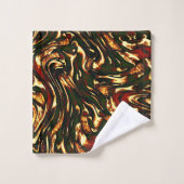 Rötlich-braune und gelbe Kurven Badhandtuch Set (Waschlappen)