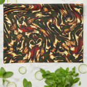 Rötlich-braune und gelbe Kurven Geschirrtuch (Gefaltet)