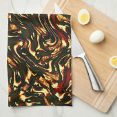 Rötlich-braune und gelbe Kurven Geschirrtuch (Viertel Falte)