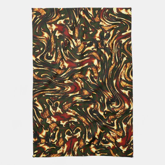 Rötlich-braune und gelbe Kurven Geschirrtuch (Vertikal)