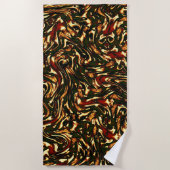 Rötlich-braune und gelbe Kurven Strandtuch (Vorderseite)