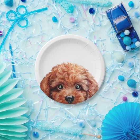 Rötlich braune Vorlage des Zwergpudels durch miart Pappteller (Party)