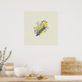 Rötlich gespitzter Becherflechte Botanischer Studi Poster (Küche)